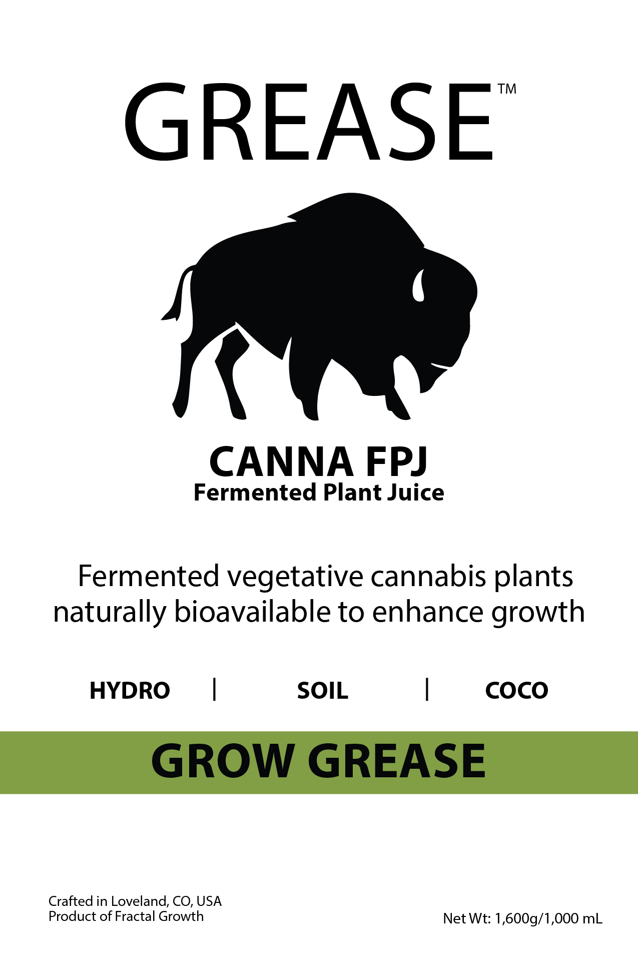 Grow Grease * Fermented Vegetative Plant Juice
